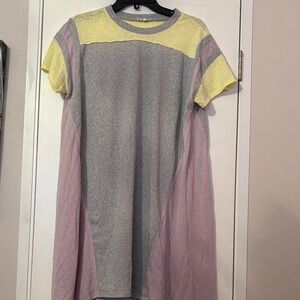 Easel Yellow and Pink High Low Dress